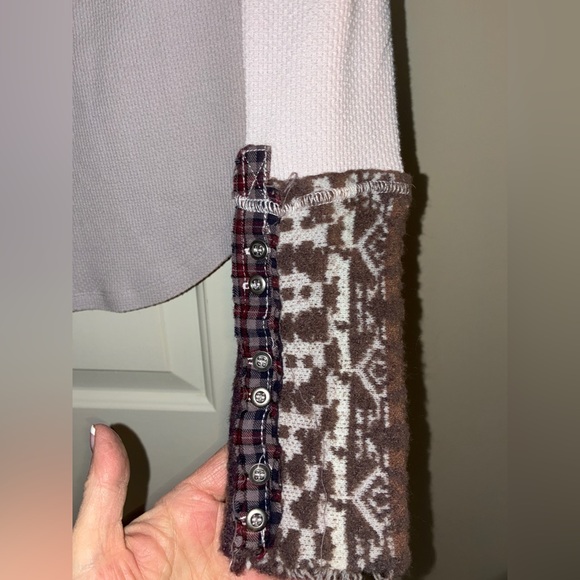 Free people Art School Embroidered Lavender thermal waffle Anthropologie Sz S - Picture 3 of 9